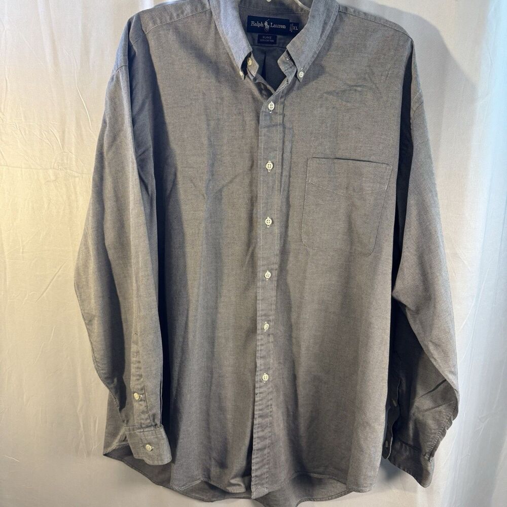 Ralph Lauren Blake Men’s XL Gray Button Down Shirt 100% Cotton Career Classic
